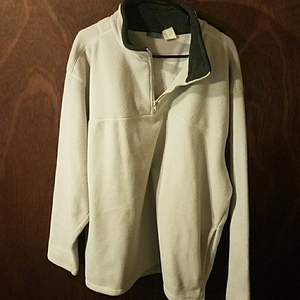 white fleece pull over